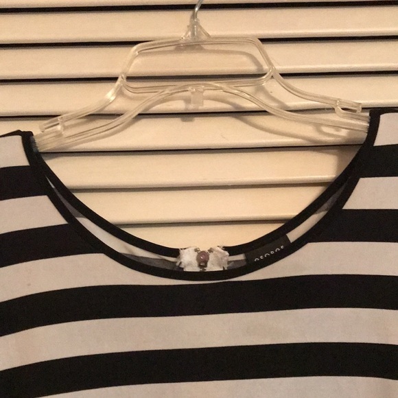George Sleeveless Women’s Top Black white stripe Sz L Boxy Shape Back zipper - Picture 4 of 9